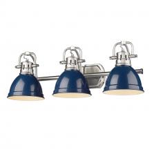  3602-BA3 PW-NVY - Duncan PW 3 Light Bath Vanity in Pewter with Navy Blue Shade